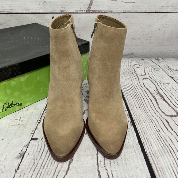 Sam Edelman Boots Womens Size 9M Brown Blake Oatmeal Suede Block Heel‎ - Picture 2 of 9